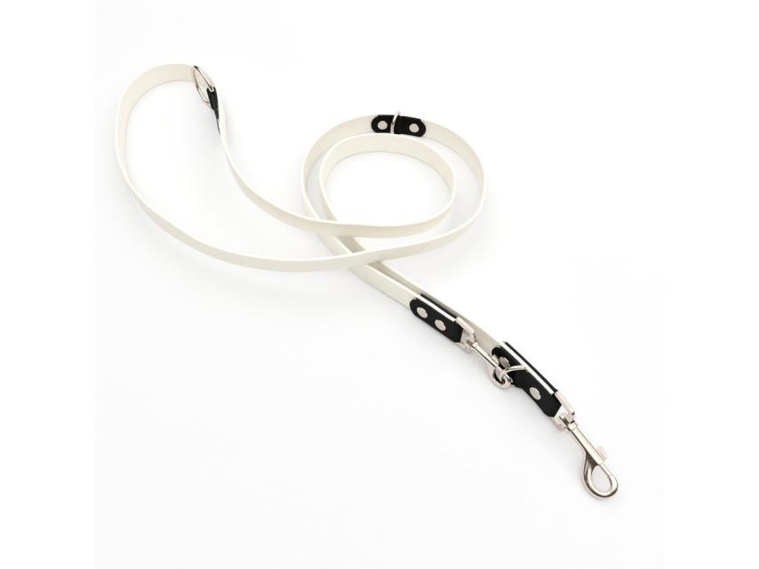 Captain’s Biothane verstellbare Hundeleine Fundstück Weiß/Schwarz 13mm/200cm Chrom-Nickel Schrauben 1