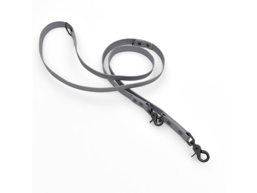 Captain’s Biothane verstellbare Hundeleine Fundstück Grau 13mm/300cm Schwarz Scherenkarabiner Scherenkarabiner Nieten 1