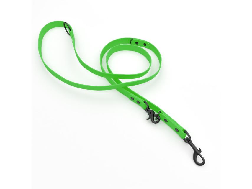 Captain’s Biothane verstellbare Hundeleine Fundstück Neongrün 19mm/250cm Schwarz Scherenkarabiner Nieten 1