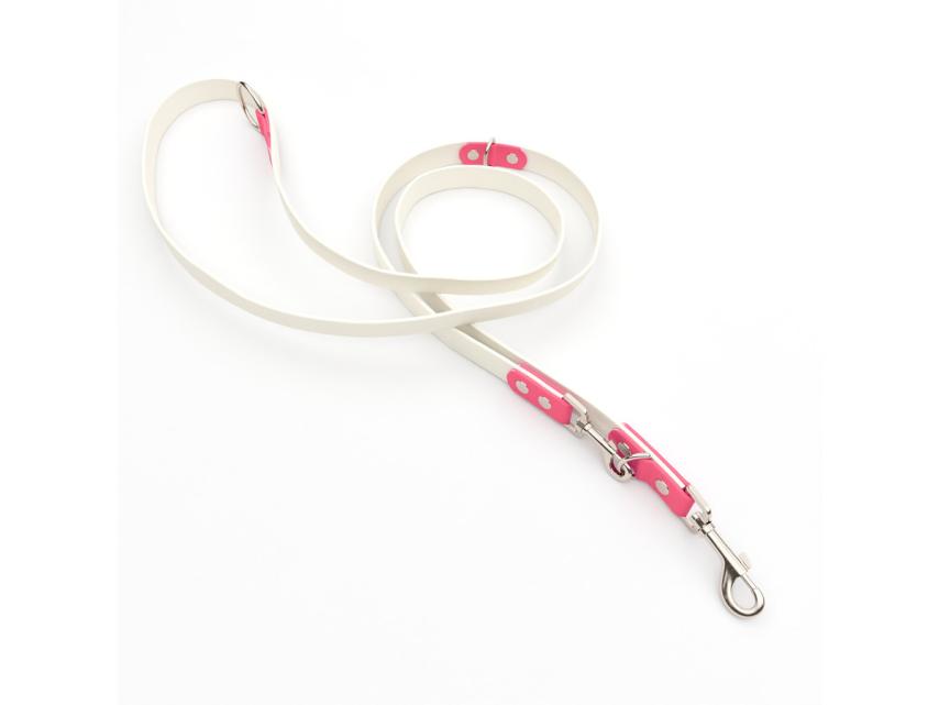 Captain’s Biothane verstellbare Hundeleine Fundstück Weiß/Pink 25mm/200cm Chrom-Nickel Schrauben 1