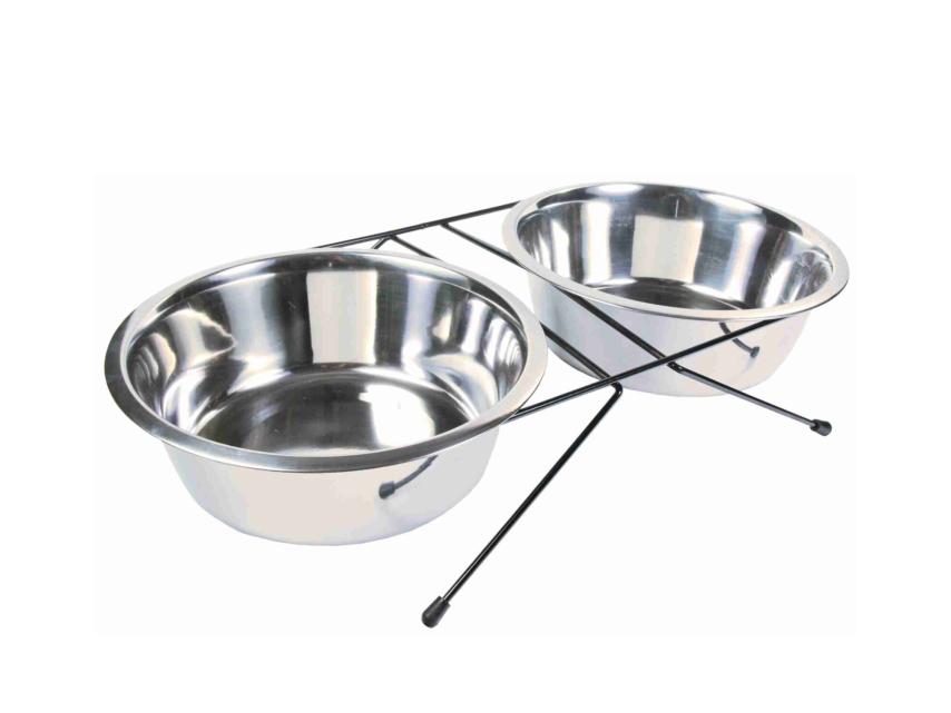 B-Ware Napfset 2 x 2,8 l Edelstahlnäpfe mit Halterung 1