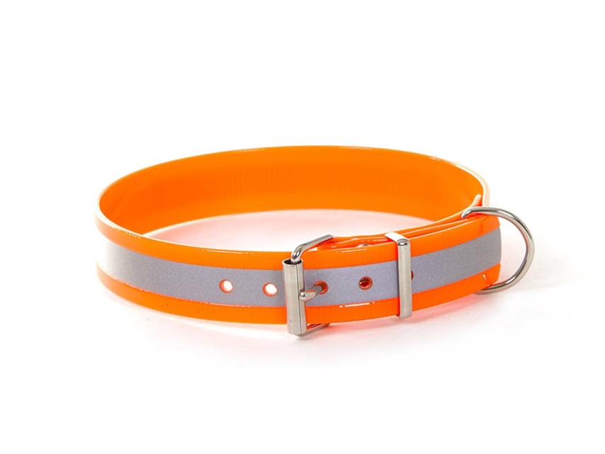 captns Biothane Hundehalsband Fundstück Reflex orange 25mm/45-51 cm Edelstahl Schrauben 1
