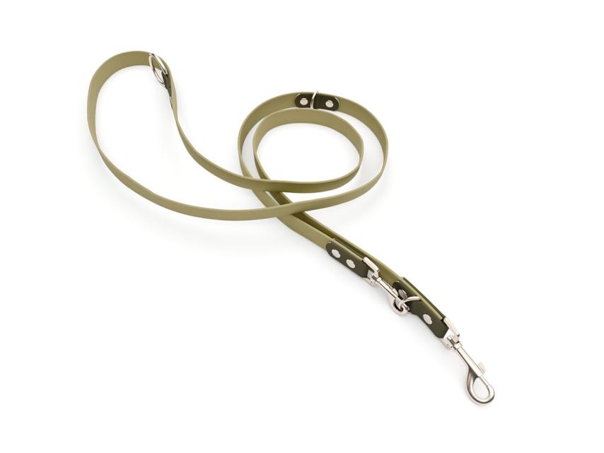 captns Biothane verstellbare Hundeleine Fundstück Dune/Olive 16mm/300cm Edelstahl Nieten 1