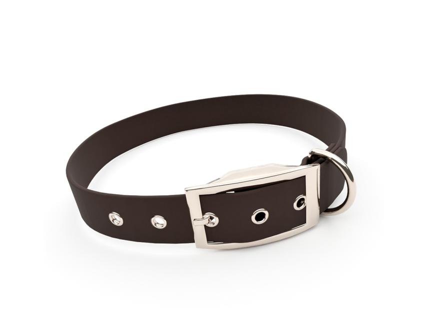 captns Biothane Hundehalsband Fundstück Espresso 25mm/28-36cm Chrom-Nickel Schrauben Ösen 1