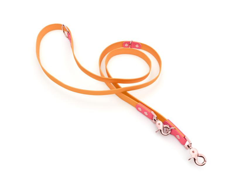 captns Biothane verstellbare Hundeleine Fundstück Cantaloupe/Neonpink 9mm/200cm Rosegold Scherenkarabiner Schrauben 1