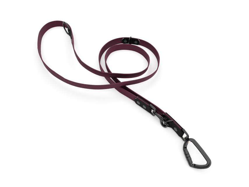 captns Biothane verstellbare Hundeleine Fundstück Wine/Schwarz 16mm/250cm Schwarz Sicherheitskarabiner Nieten 1