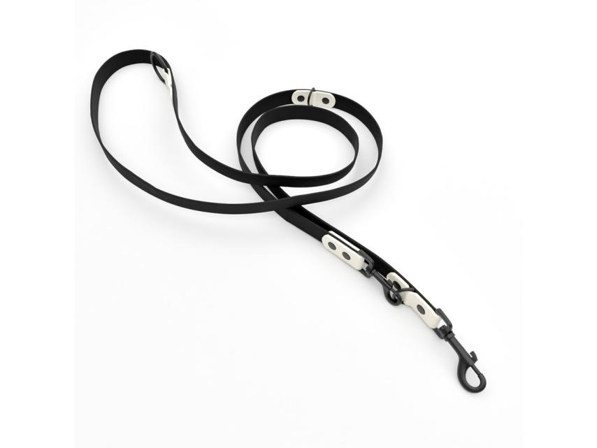 captns Biothane verstellbare Hundeleine Fundstück Schwarz/Weiß 25mm/200cm Schwarz Schrauben 1