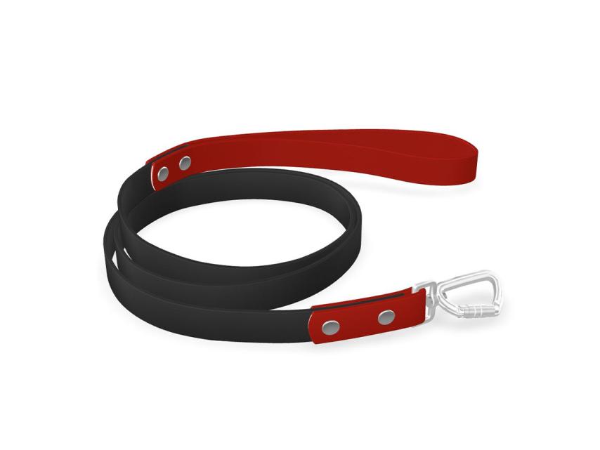 captns Biothane Führleine Fundstück Schwarz/Chili 19mm/100cm Edelstahl Schrauben Aluminium Sicherheitskarabiner 1