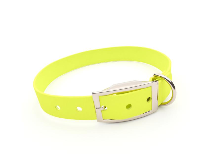 captns Biothane Hundehalsband Fundstück Neongelb 25mm/39-47cm Edelstahl Nieten 1