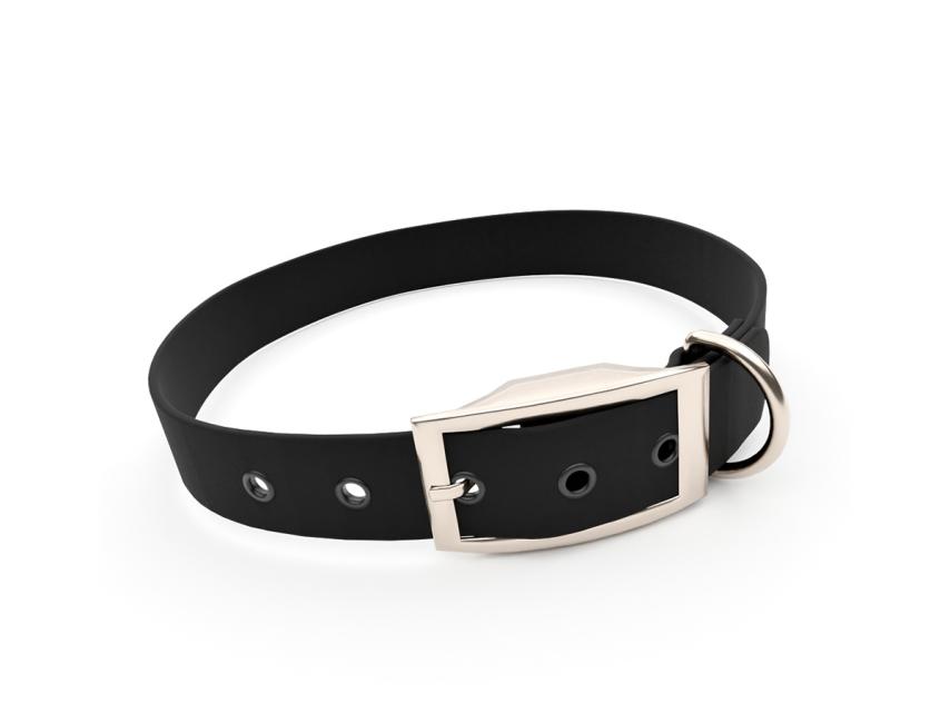 captns Biothane Hundehalsband Fundstück Schwarz 19mm/39-47cm Edelstahl Schrauben Ösen schwarz 1