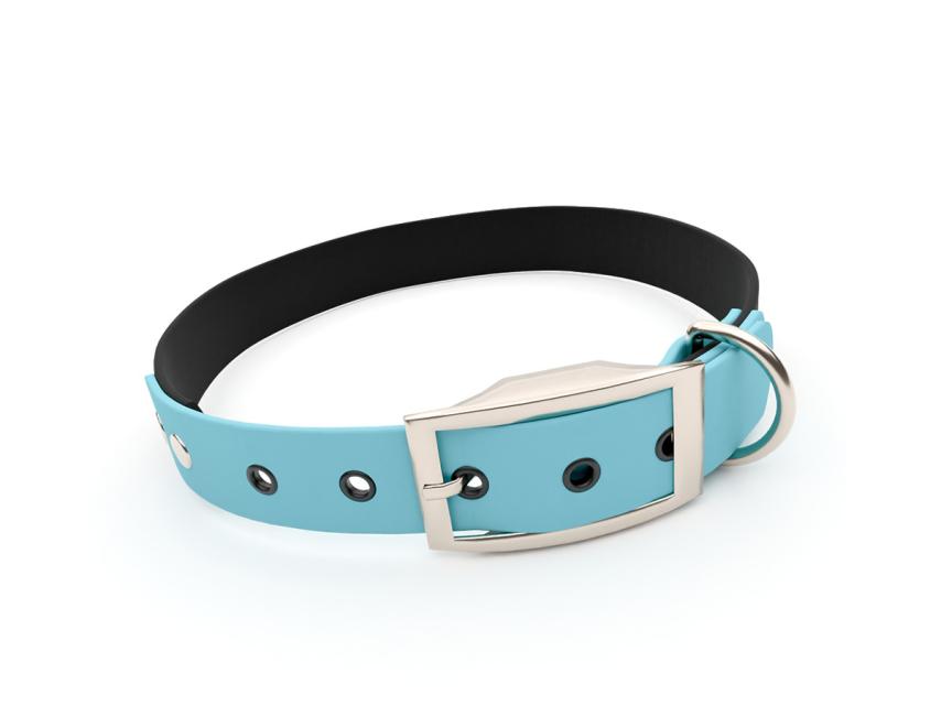 captns Biothane Hundehalsband Fundstück Schwarz/Glacier 19mm/41-49cm Edelstahl Schrauben Ösen schwarz 1