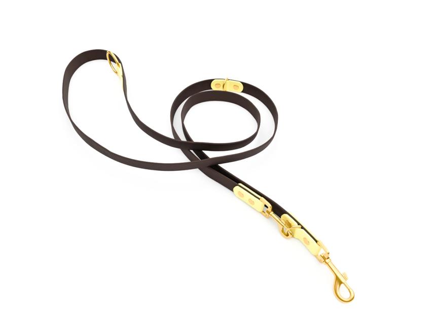 captns Biothane verstellbare Hundeleine Einzelstück Espresso/Buttercup 13mm/200cm Messing Schrauben 1