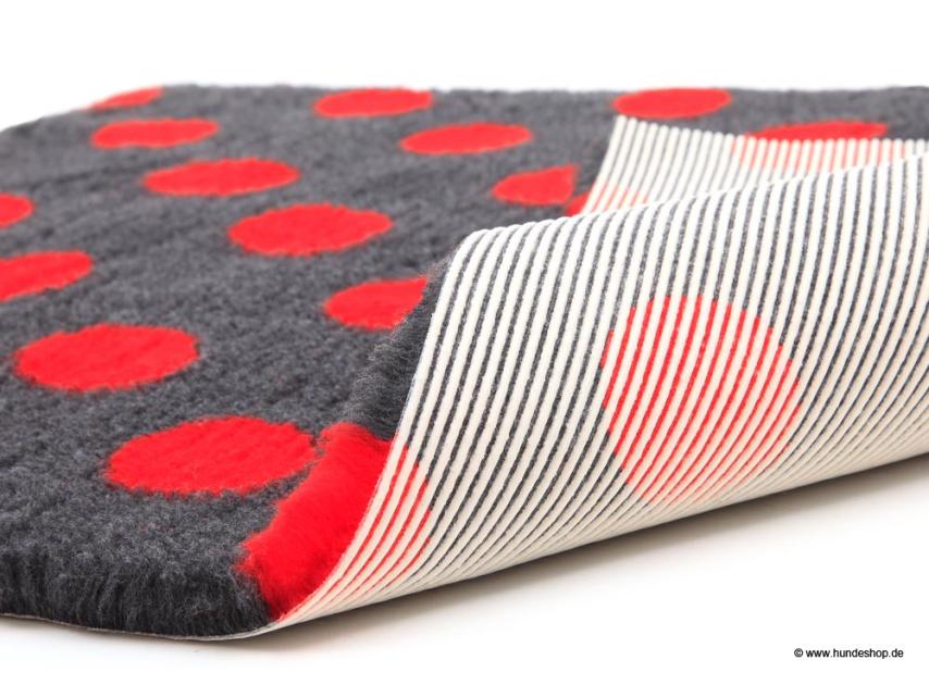 Original Vetbed Isobed SL Polka Red anthrazit m. roten Punkten 75 x 50cm 1