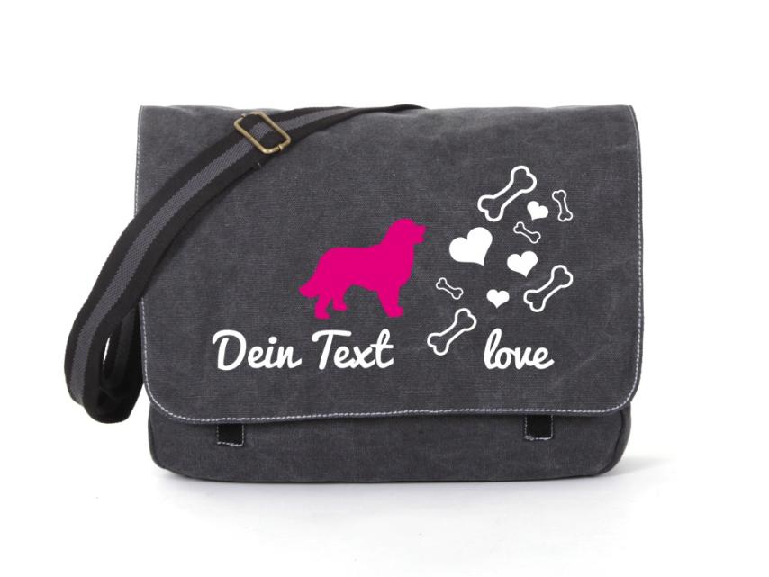 Berner Sennenhund Canvas Tasche schwarz Bones & Hearts 1