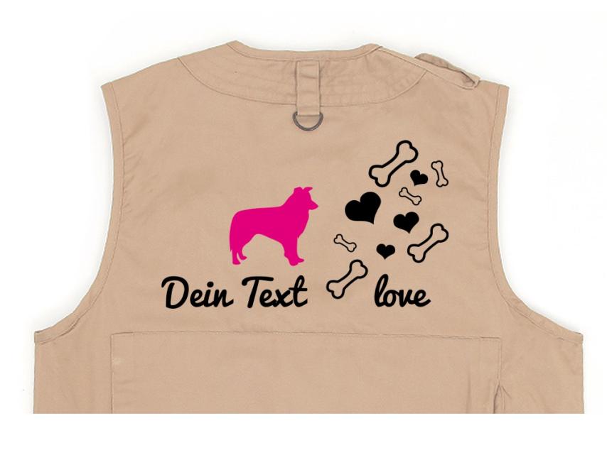 Border Collie Hundesport Weste khaki Bones & Hearts 1