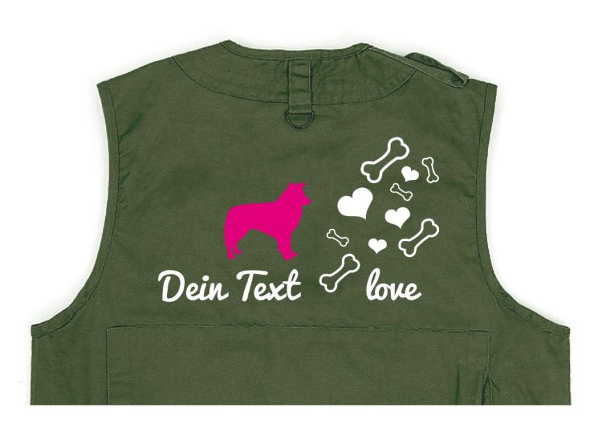 Border Collie Hundesport Weste oliv Bones & Hearts 1