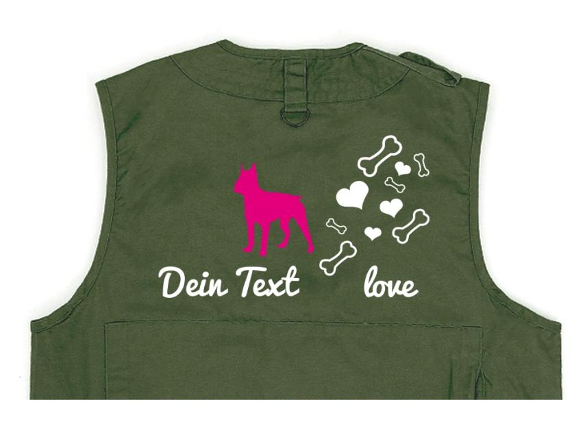 Boston Terrier Hundesport Weste oliv Bones & Hearts 1