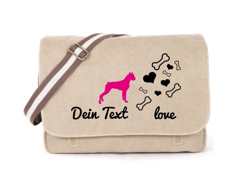 Boxer Canvas Tasche sahara Bones & Hearts 1