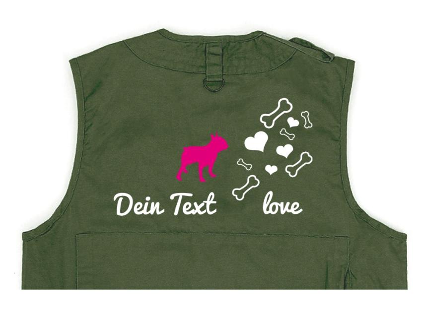 Bulldogge Hundesport Weste oliv Bones & Hearts 1