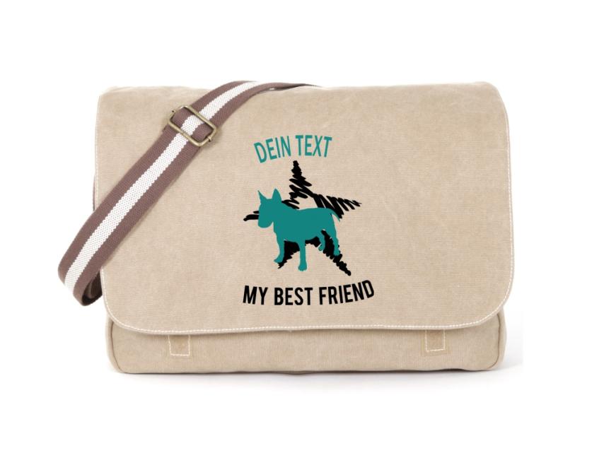 Bullterrier Canvas Tasche sahara Dog Star 1