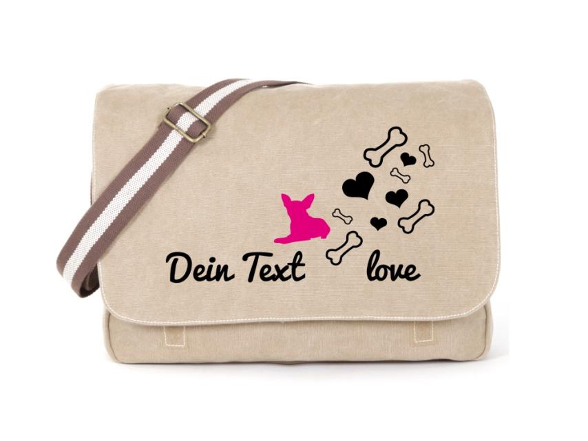 Chihuahua Canvas Tasche sahara Bones & Hearts 1