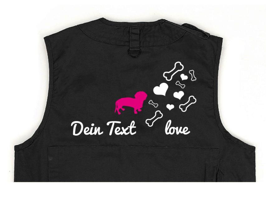 Dackel Hundesport Weste schwarz Bones & Hearts 1