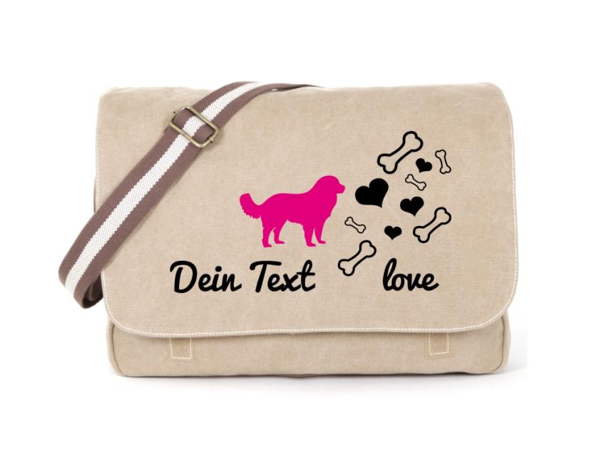 Golden Retriever Canvas Tasche sahara Bones & Hearts 1