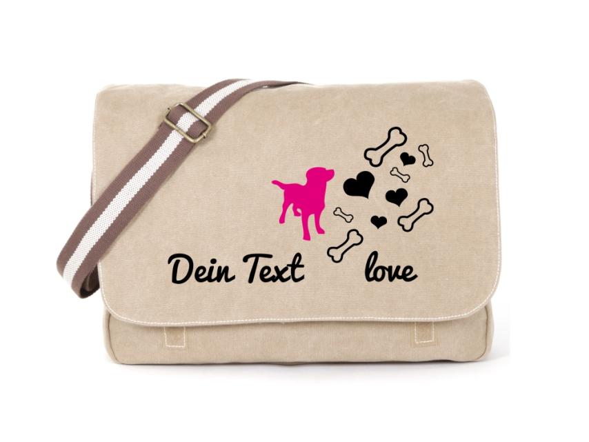 Labrador Canvas Tasche sahara Bones & Hearts 1