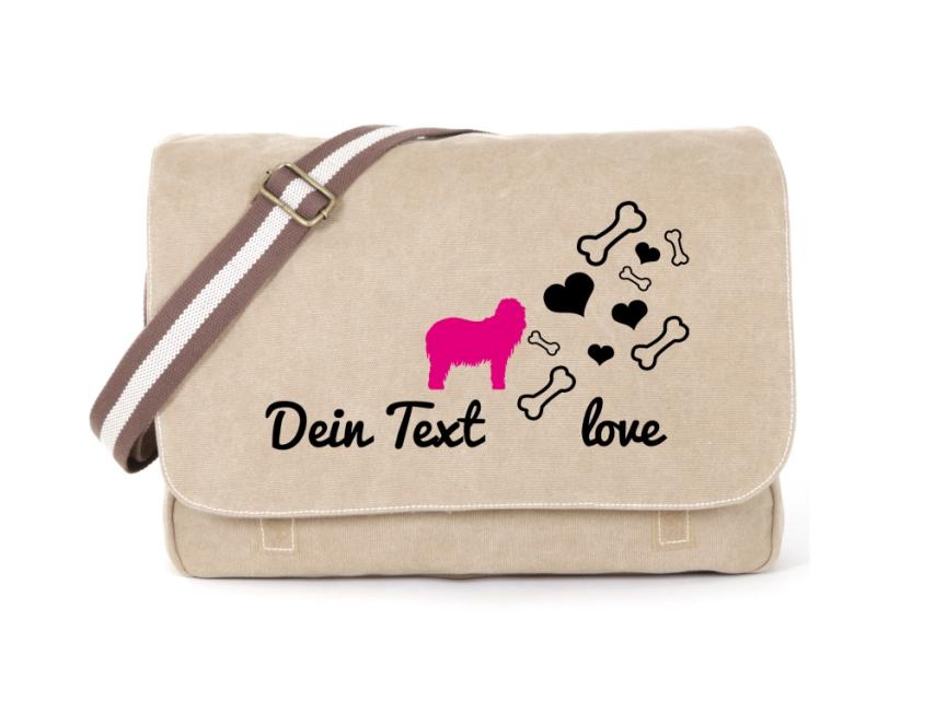 Neufundländer Canvas Tasche sahara Bones & Hearts 1