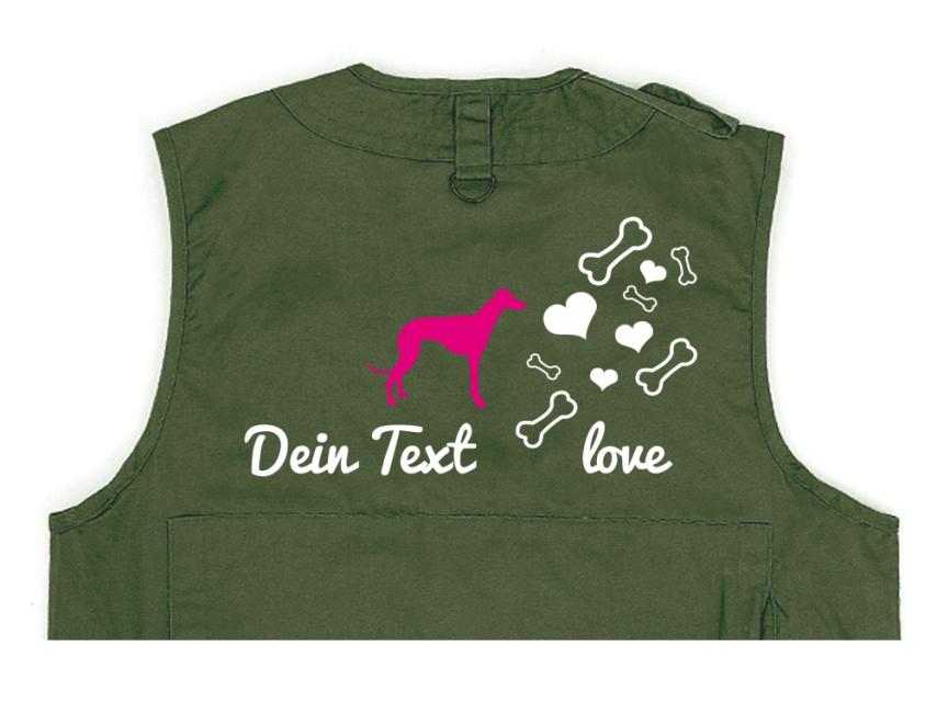 Windhund Hundesport Weste oliv Bones & Hearts 1