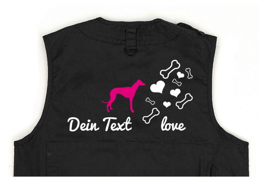 Windhund Hundesport Weste schwarz Bones & Hearts 1