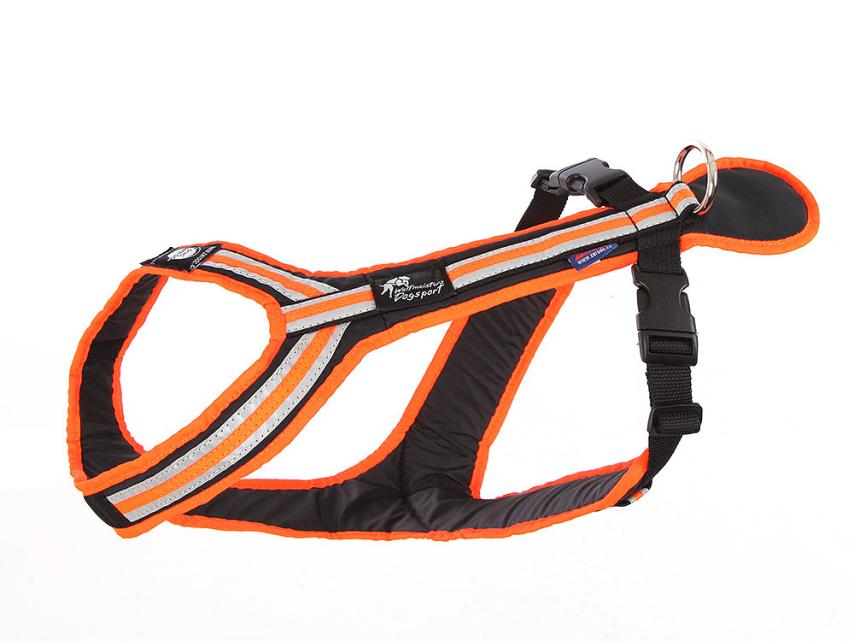 Weltmeisters Dogsport Safety Zug- und Führgeschirr für Hunde schwarz/orange M 1