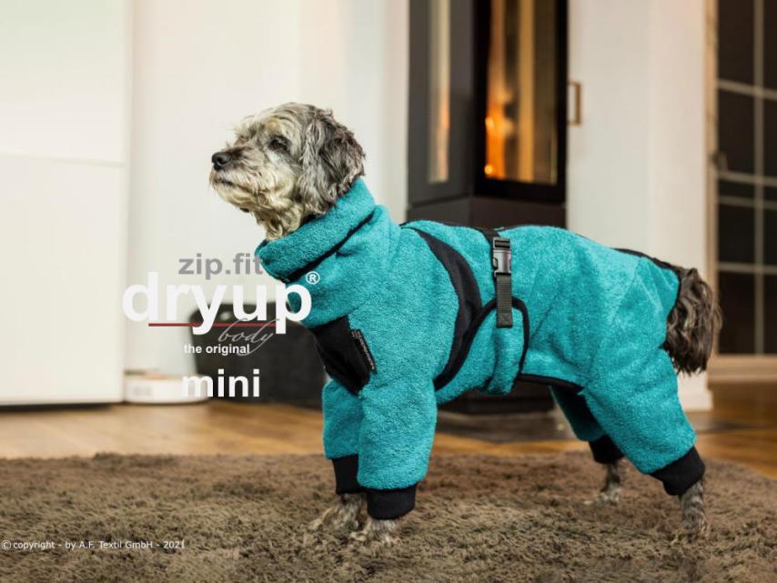 Dryup Body zip.fit Mini Hundebademantel petrol 45 cm 1