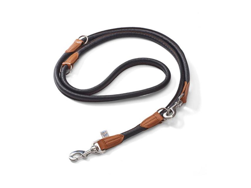 Elchleder Hundeleine schwarz/cognac 220cm/7mm 1