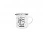 Pfotenschild Emaille-Tasse Kaffee trinken Hund streicheln 1