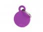 Hundemarke Kreis Alu violet klein mit Gravur 1