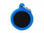 Hundemarke Kreis Alu schwarz/blau gummiert mit Gravur 1