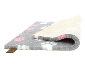 Original Vetbed Isobed SL grau mit pinken Pfoten 100 x 75 cm 2