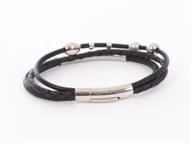 Handgearbeitetes Lederarmband Herzenshund mit Schmuckperlen Schwarz 2