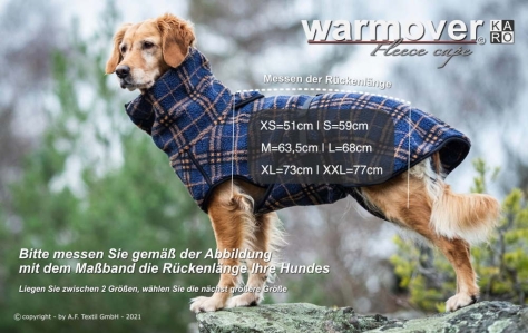 Warmover Karo Fleece Cape für Hunde