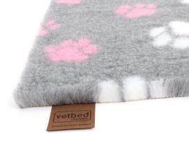 Original Vetbed Isobed SL grau mit pinken Pfoten 100 x 75 cm 5