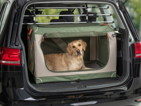 Faltbare Hundebox Comfy olivgrün/beige
