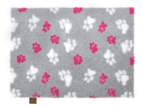Original Vetbed Isobed SL grau mit pinken Pfoten 100 x 75 cm