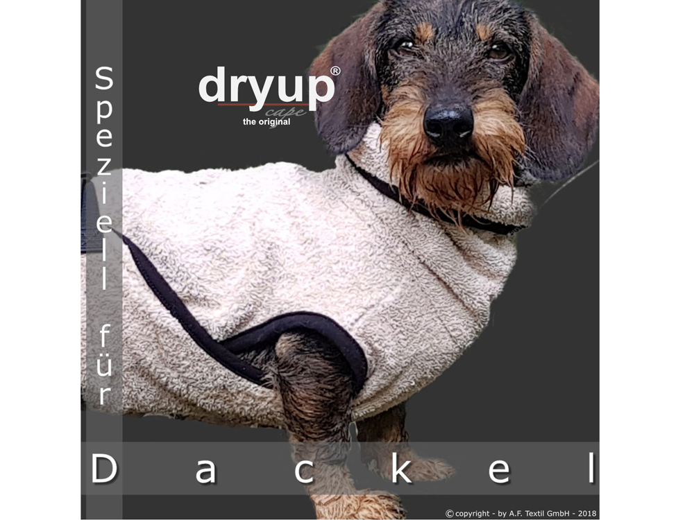 Dryup Cape Hundebademantel Dackel spezial sand 